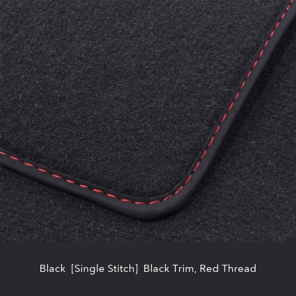 Audi velour floor mat edge detail – Black – Red Stitch