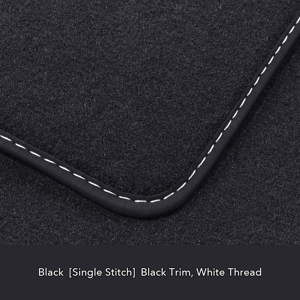 Audi velour floor mat edge detail – Black – White Stitch