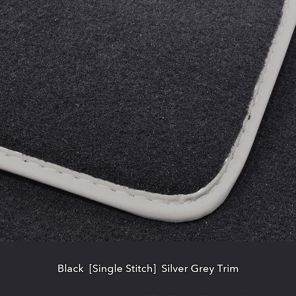 Audi velour floor mat edge detail – Black – Silver Grey Trim