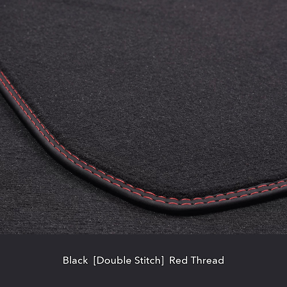 Audi velour floor mat edge detail – Black – Red Double Stitch