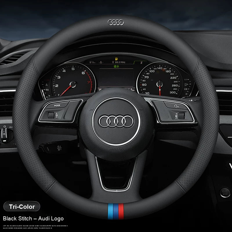 Round – Tri-Color stripe, black stitch, Audi logo