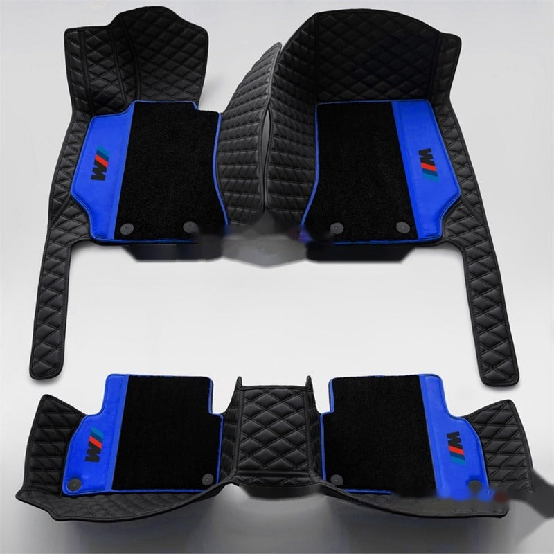 BMW double-layer leather floor mats, black and blue
