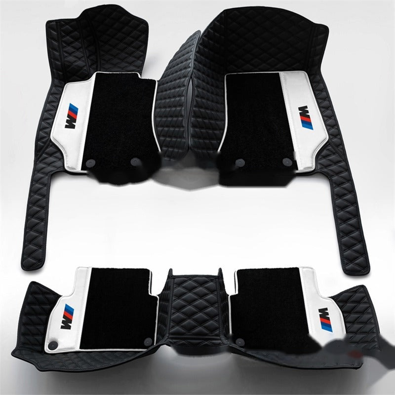 BMW double-layer leather floor mats, black and white