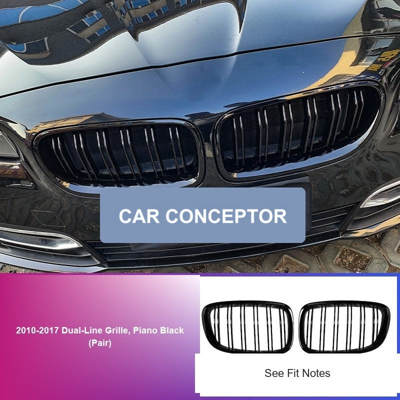 BMW 5 Series Grille - 2010-2017 Dual-Line Grille, Piano Black (Pair)