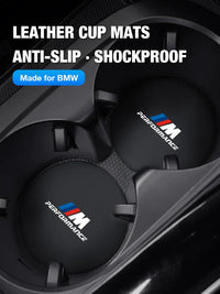 BMW Cockpit Edition Cup Holder Coasters – Soft-Touch Leather Finish, Anti-Slip Set of 2