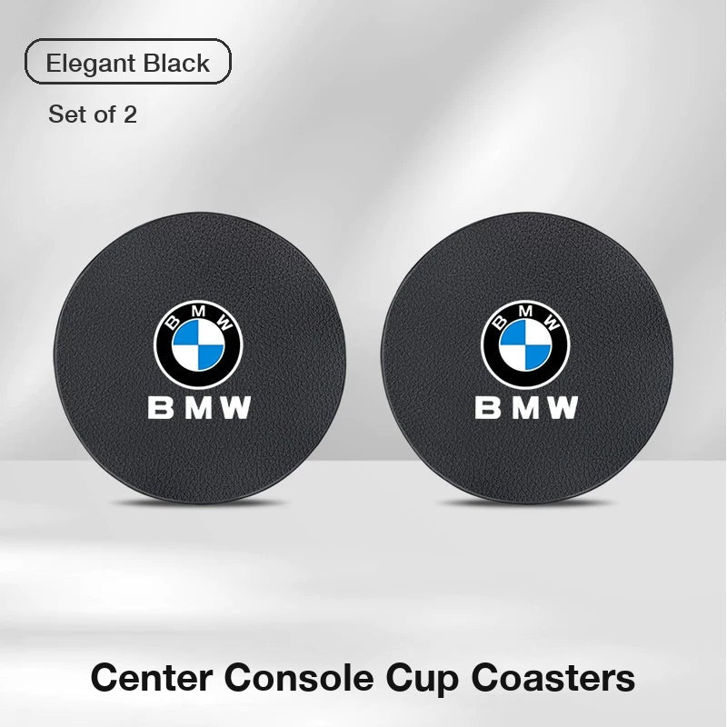 BMW logo center console cup coasters, set of 2 – Elegant Black