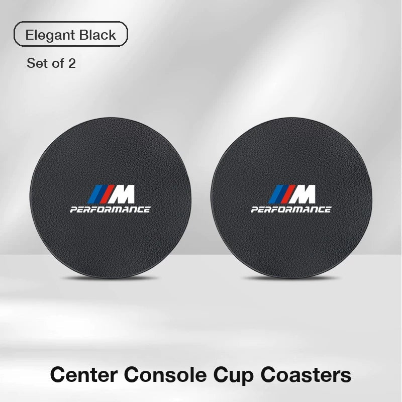 BMW M Performance center console cup coasters, set of 2 – Elegant Black