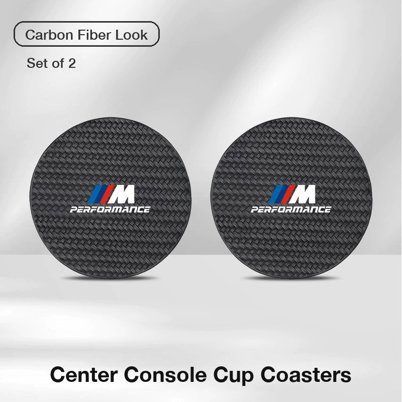 BMW M Performance center console cup coasters, set of 2 – Carbon Fiber Look