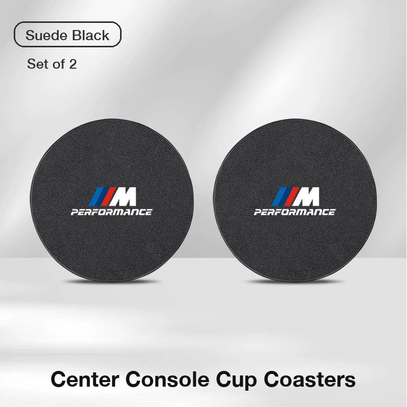 BMW M Performance center console cup coasters, set of 2 – Suede Black