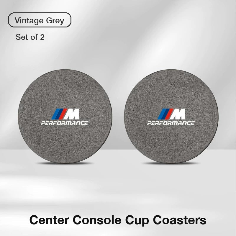 BMW M Performance center console cup coasters, set of 2 – Vintage Grey