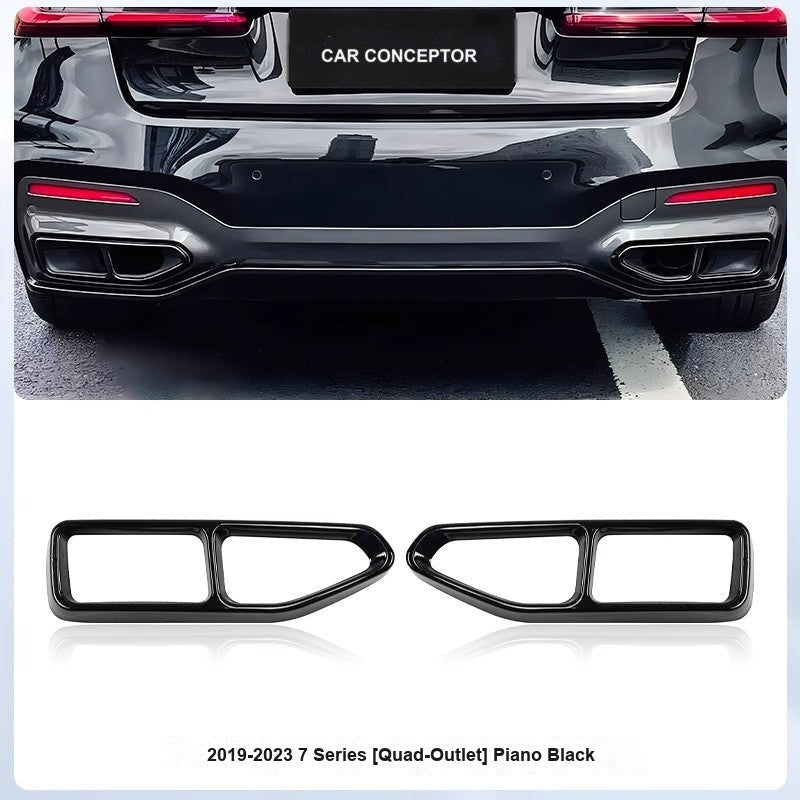 BMW 2019-2023 7 Series - Black (Pair, Quad-Outlet Style) - Exhaust Tailpipe Trim Cover
