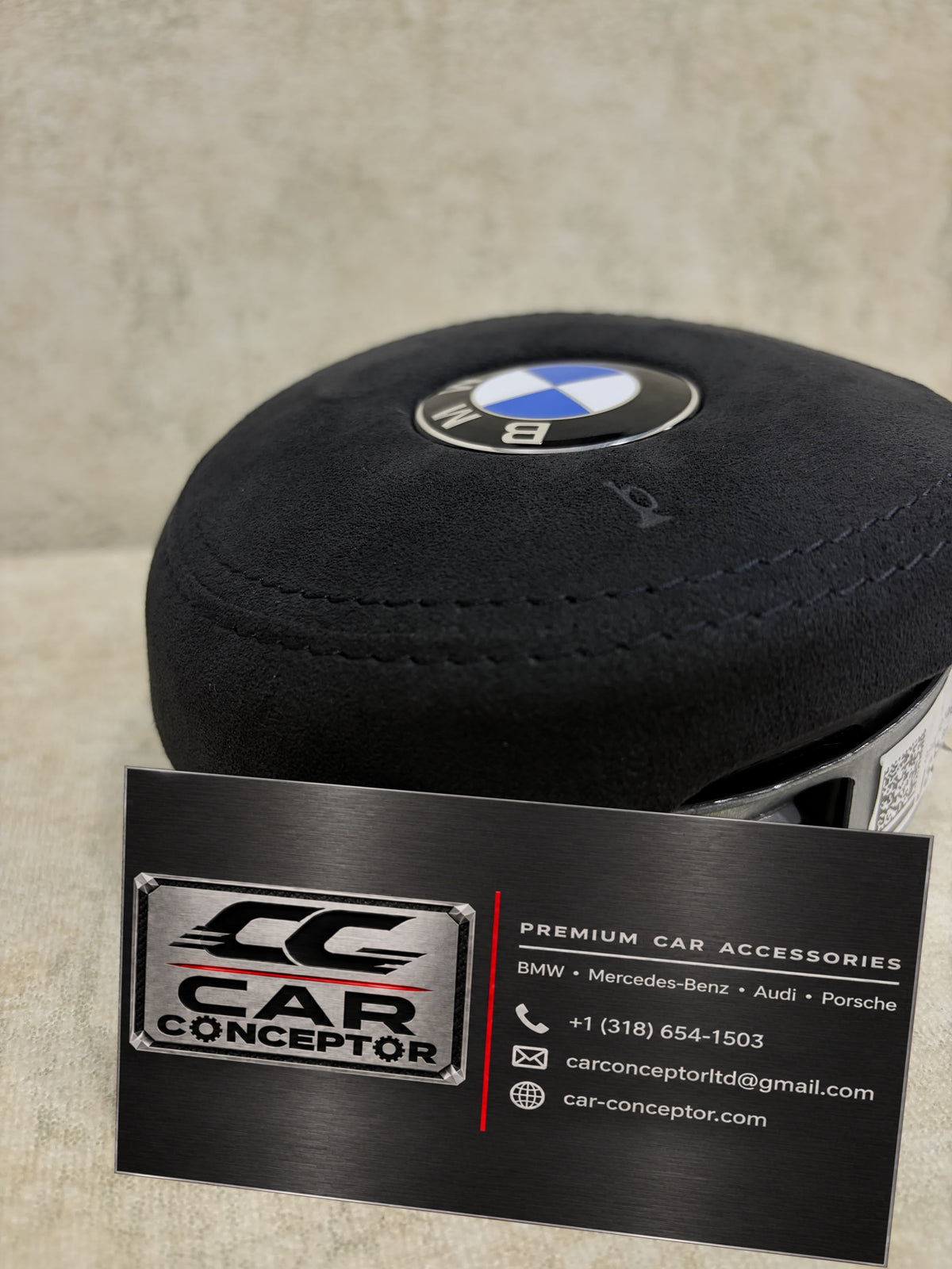 BMW F-Series Alcantara OEM Airbag – Black Stitching