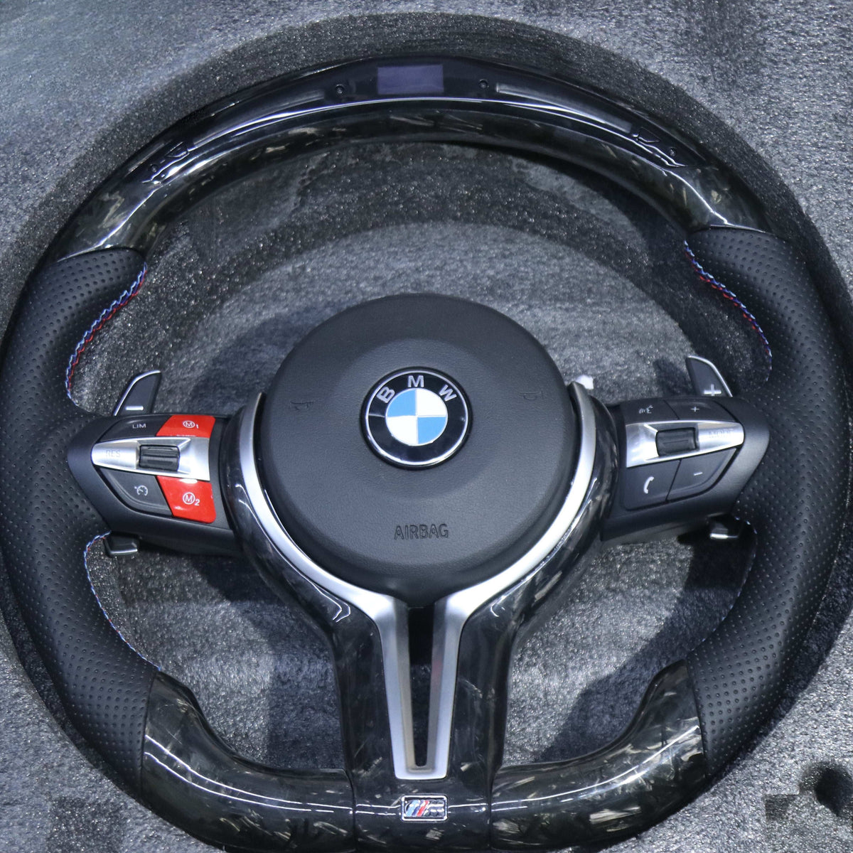 BMW F Series forged carbon steering wheel, front view
