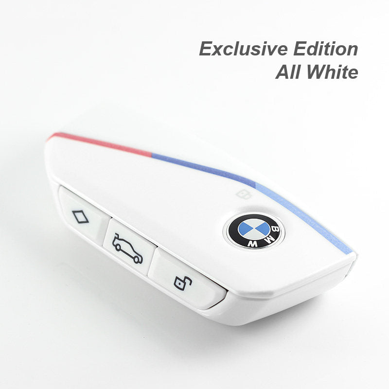 BMW key upgrade, Pearl White with M stripe and all-white buttons