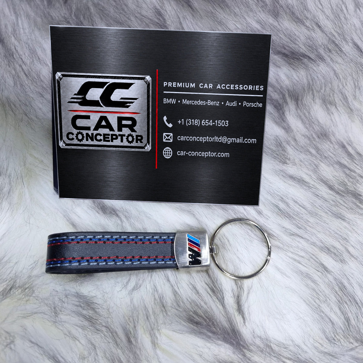 BMW M leather strap keychain