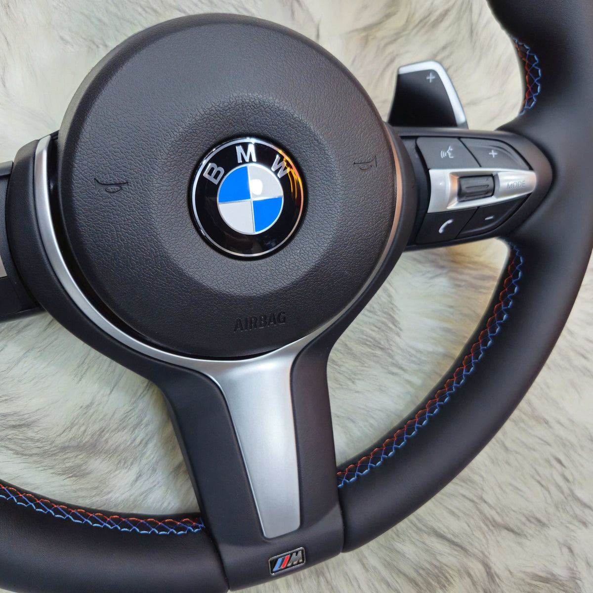 M-Tech sport leather steering wheel for BMW F Series - right side close-up