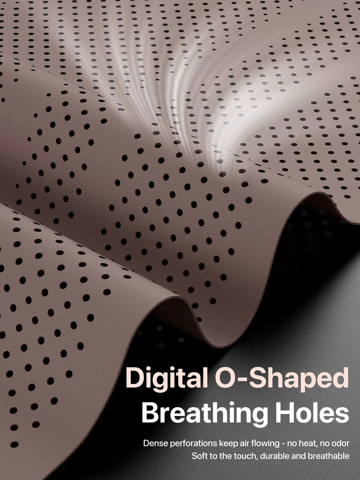 Digital O-shaped breathing holes in the perforated BMW seat cushion