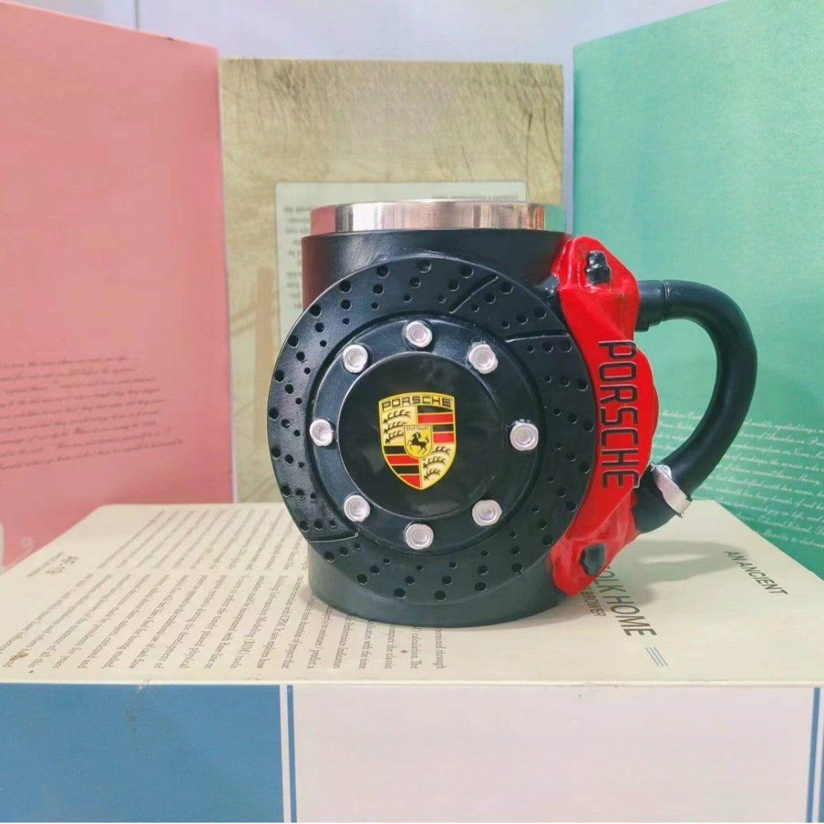 Brake caliper mug, red caliper, Porsche design