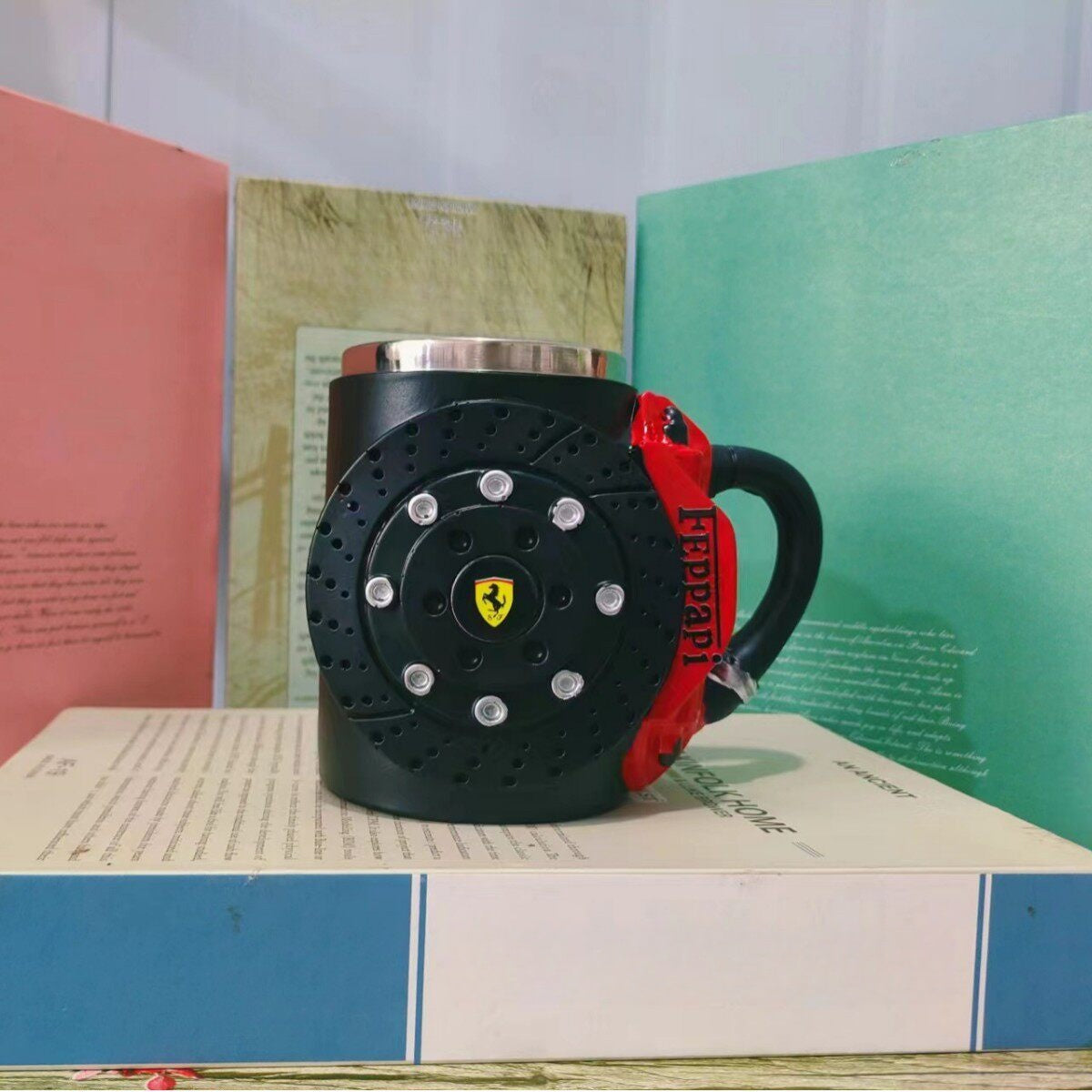 Brake caliper mug, red caliper, Ferrari design