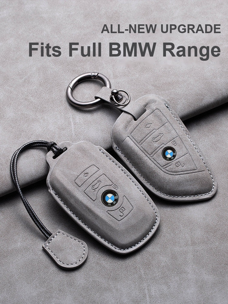 BMW leather key case for all BMW series, gray keychain