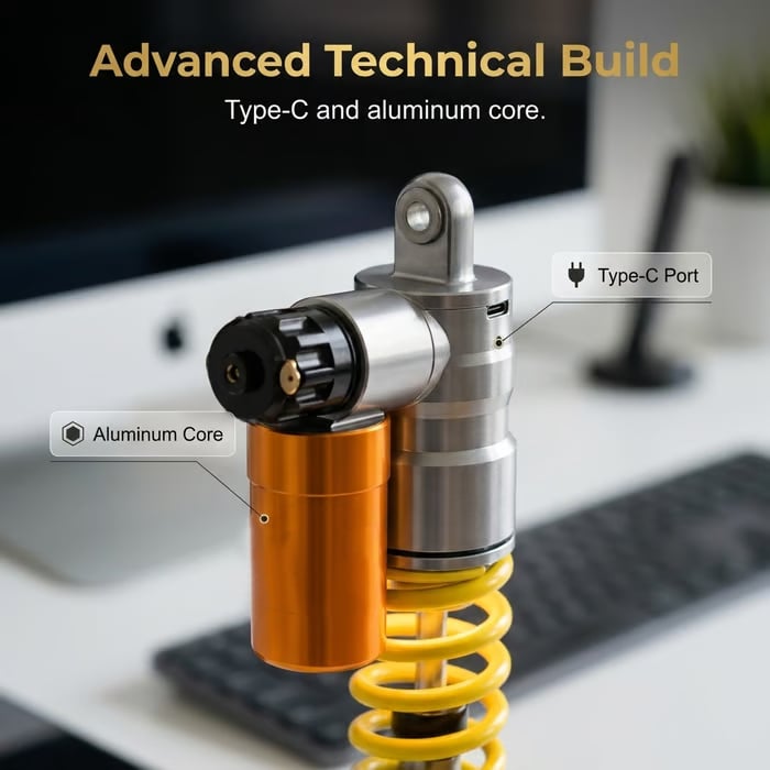 Suspension lamp aluminum core and Type-C charging port detail
