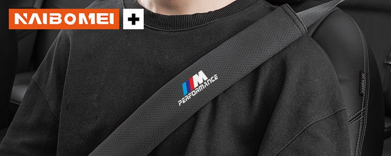 BMW seat belt shoulder pad, front seat fit demonstration