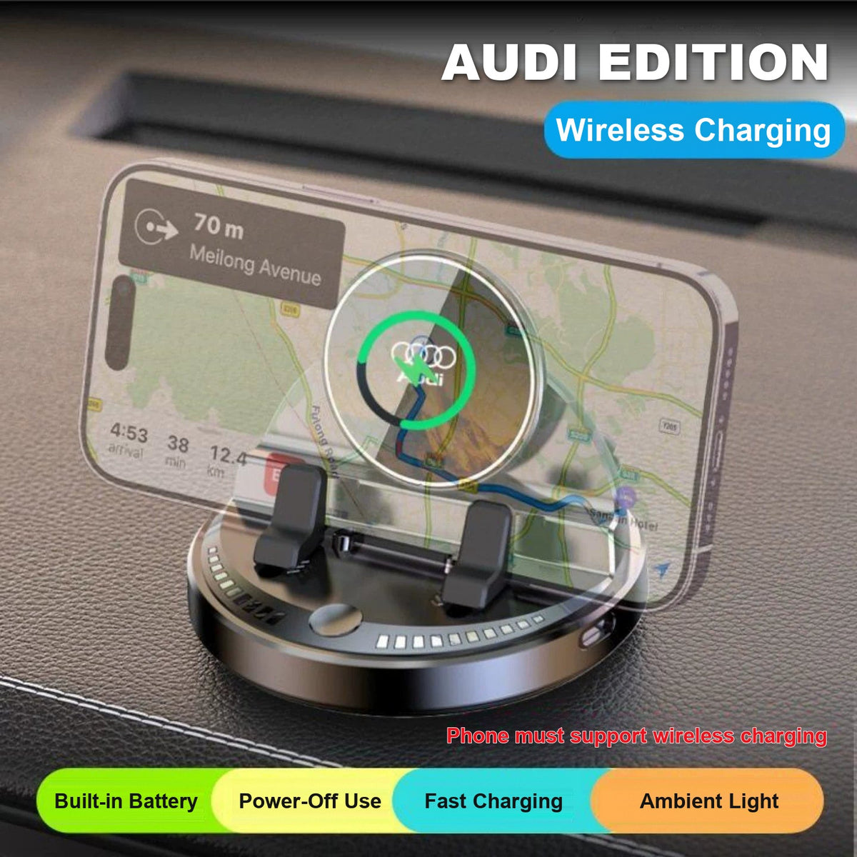 Audi edition wireless charging dashboard phone stand