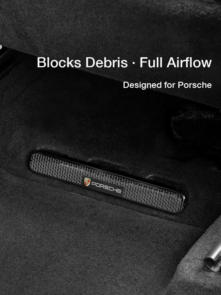Porsche Cayenne under-seat air vent cover in black – blocks debris while keeping full airflow