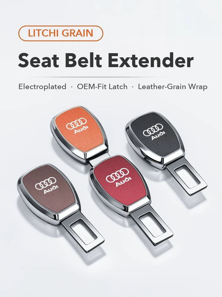 Audi seat belt extender in litchi-grain leather finish – four colours