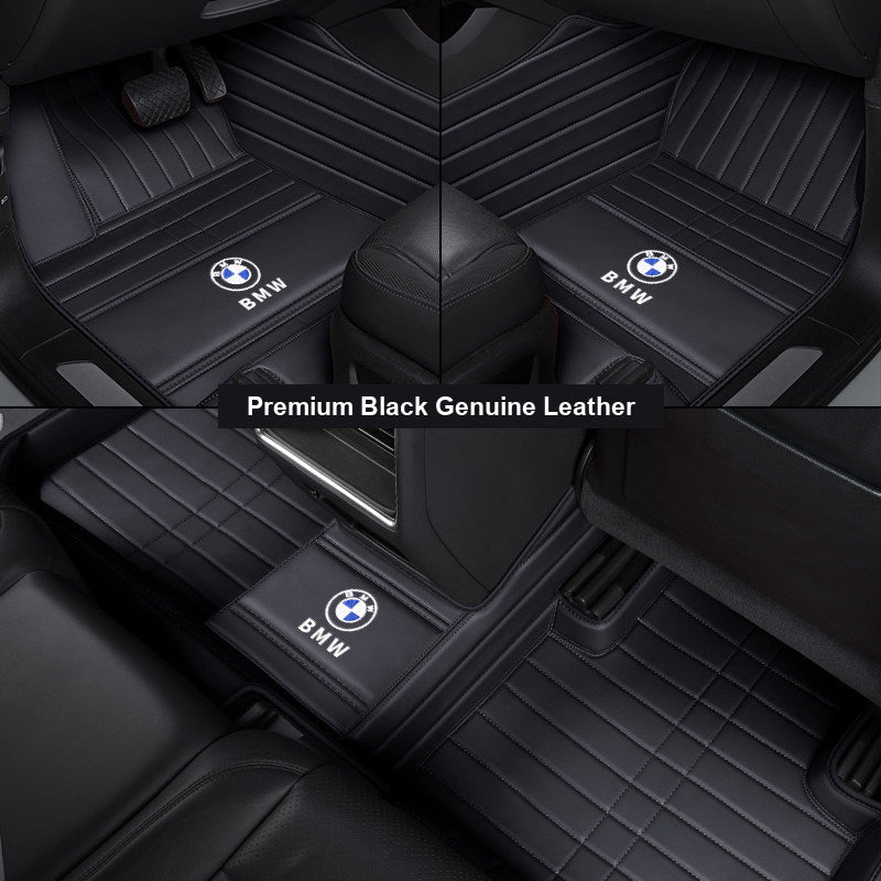 Premium Black genuine leather BMW floor mat