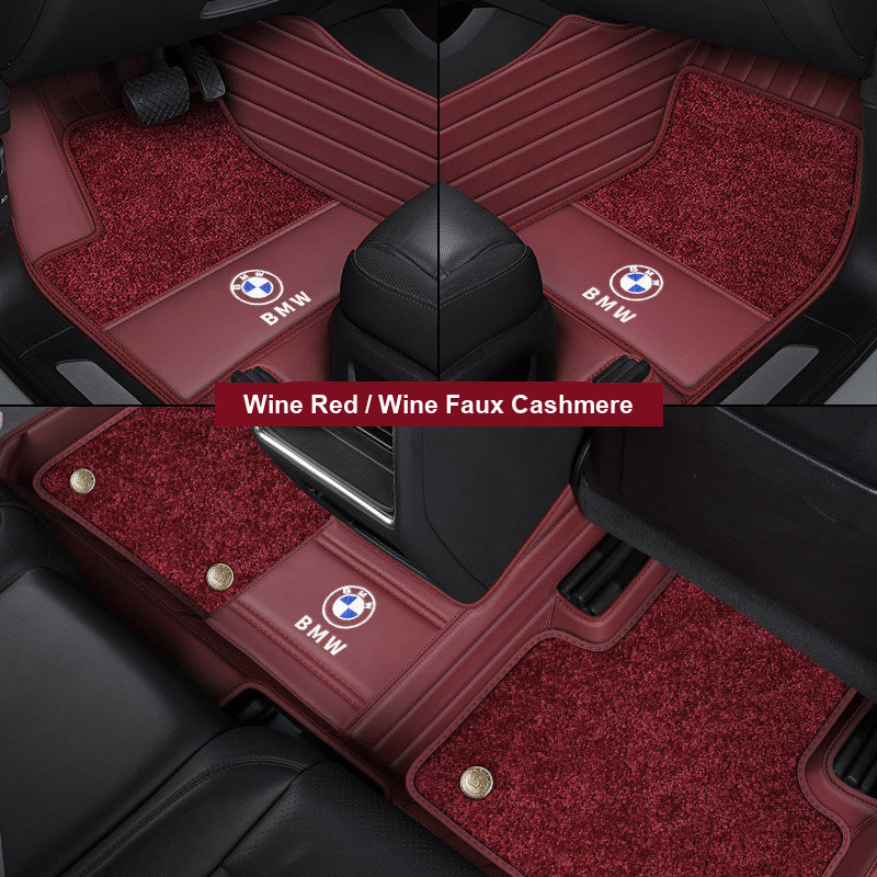 Wine Red leather mat with wine faux cashmere top layer