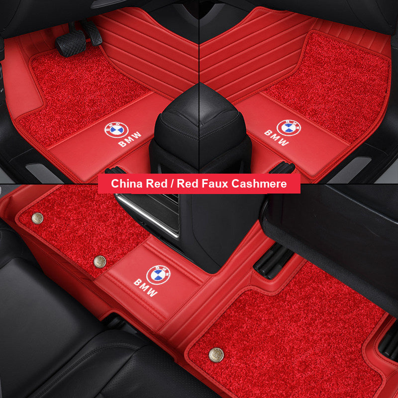 China Red leather mat with red faux cashmere top layer