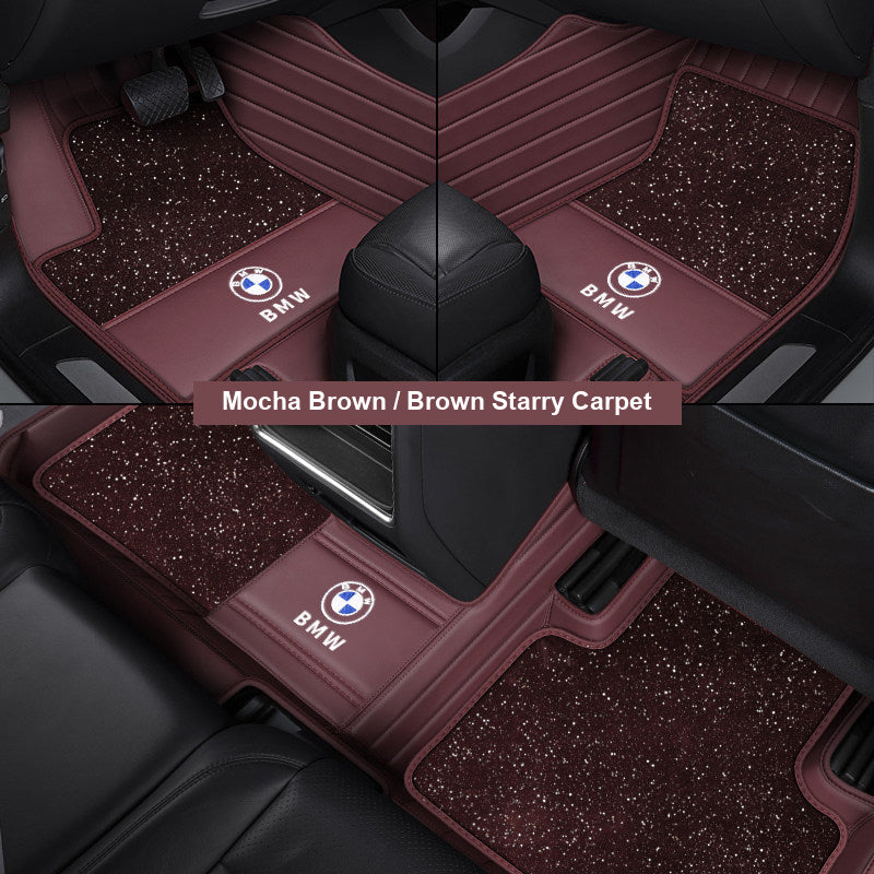 Mocha Brown leather mat with brown starry carpet top layer