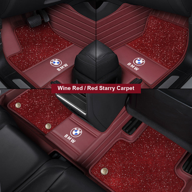 Wine Red leather mat with red starry carpet top layer