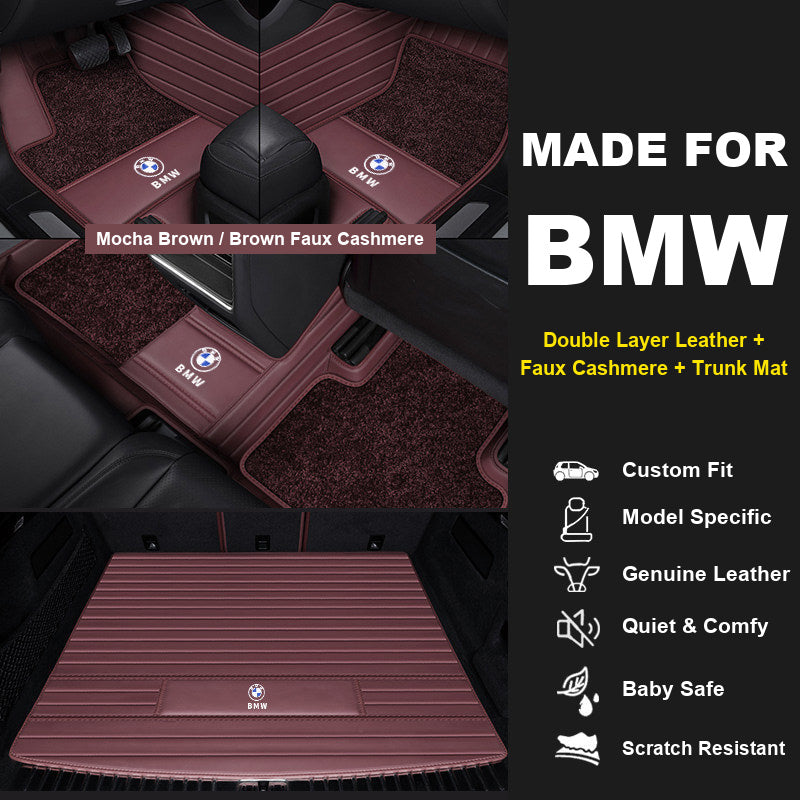 Double layer leather plus faux cashmere mat set with trunk mat