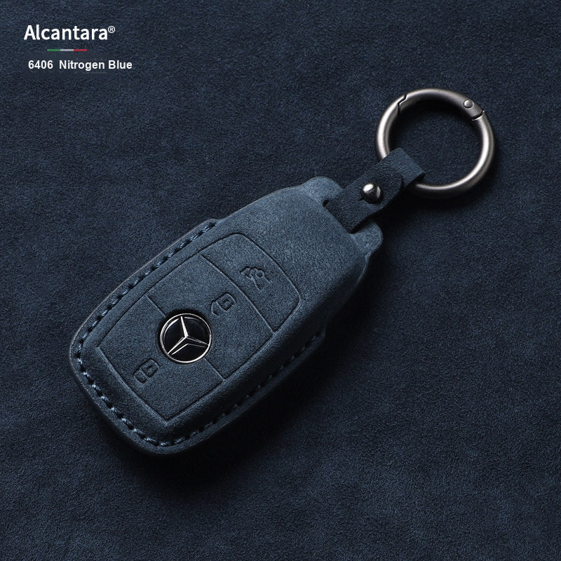 Nitrogen Blue Alcantara key case Style A with ring