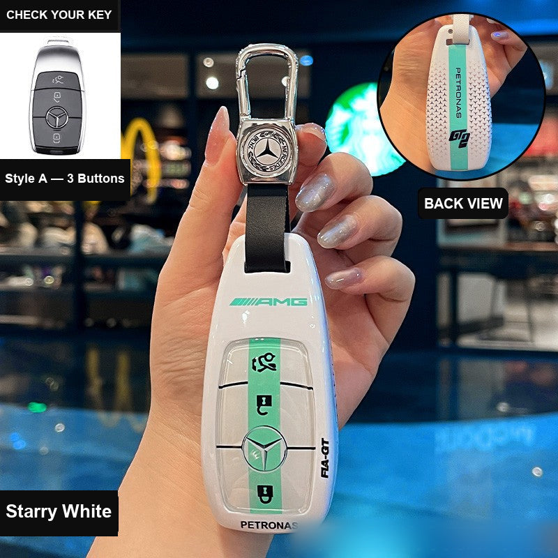 Style A AMG key case in Starry White held in hand