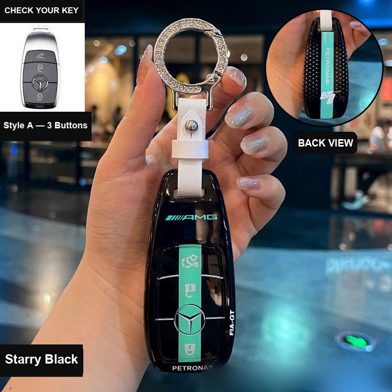 Style A AMG key case in Starry Black with round buckle