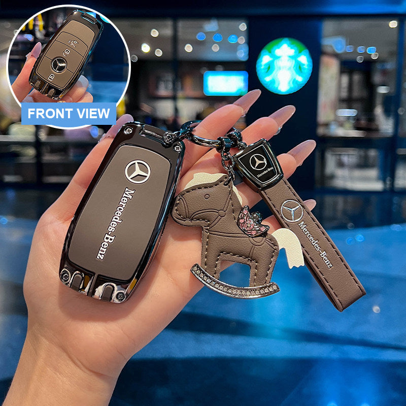 Phantom Brown Mercedes-Benz key case with rocking horse charm