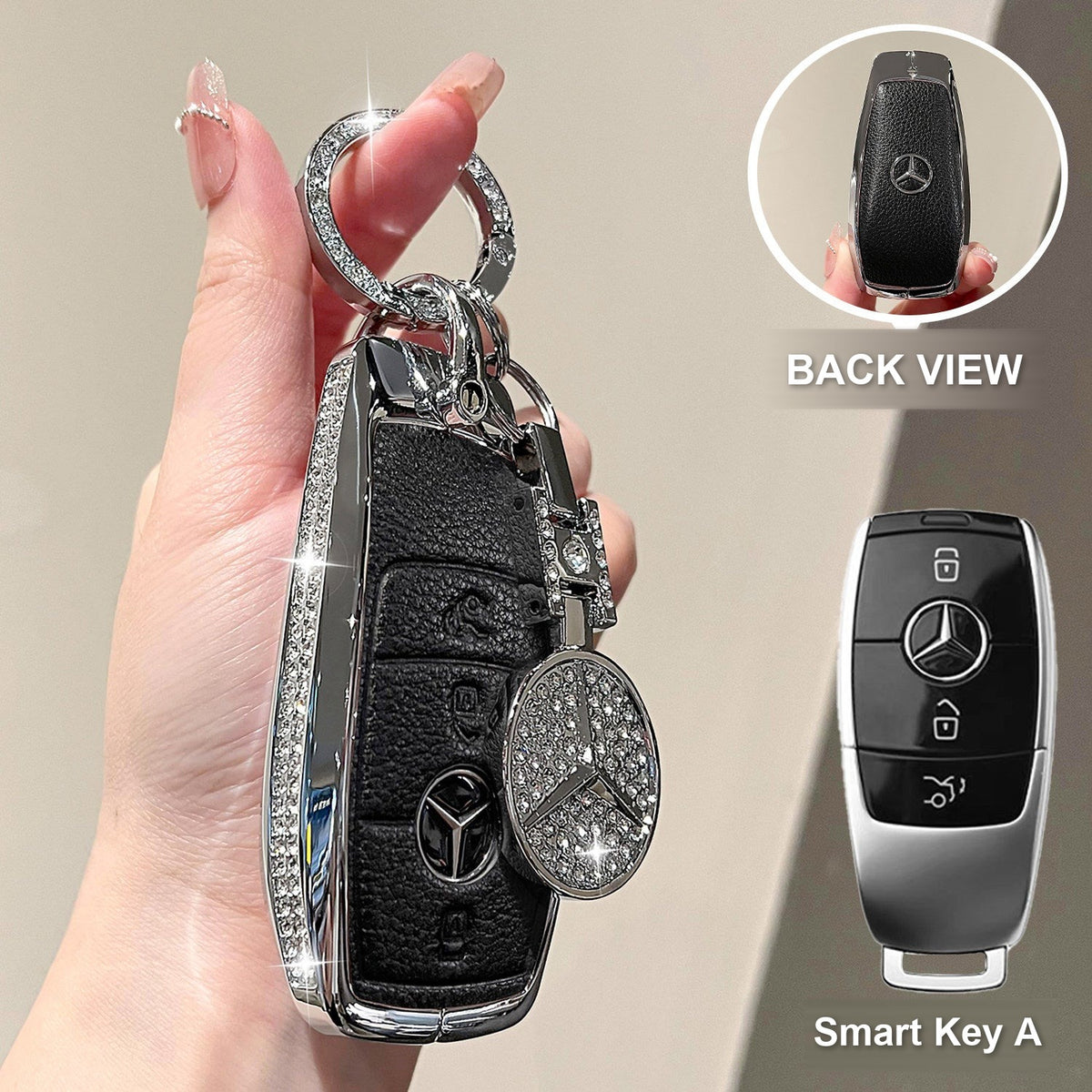 Smart Key A Premium Black with crystal emblem charm