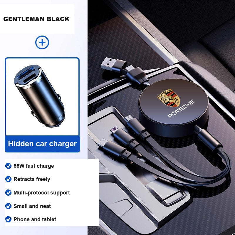 Porsche charging cable with hidden car charger Gentleman Black