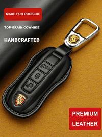 Premium Genuine Leather Porsche Key Case – Handcrafted Top-Grain Cowhide for 911, 718, Macan, Cayenne and Panamera