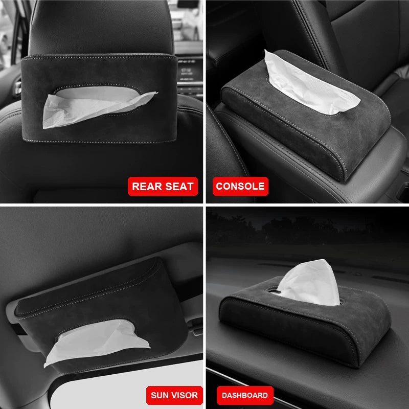 Audi suede tissue box placement options