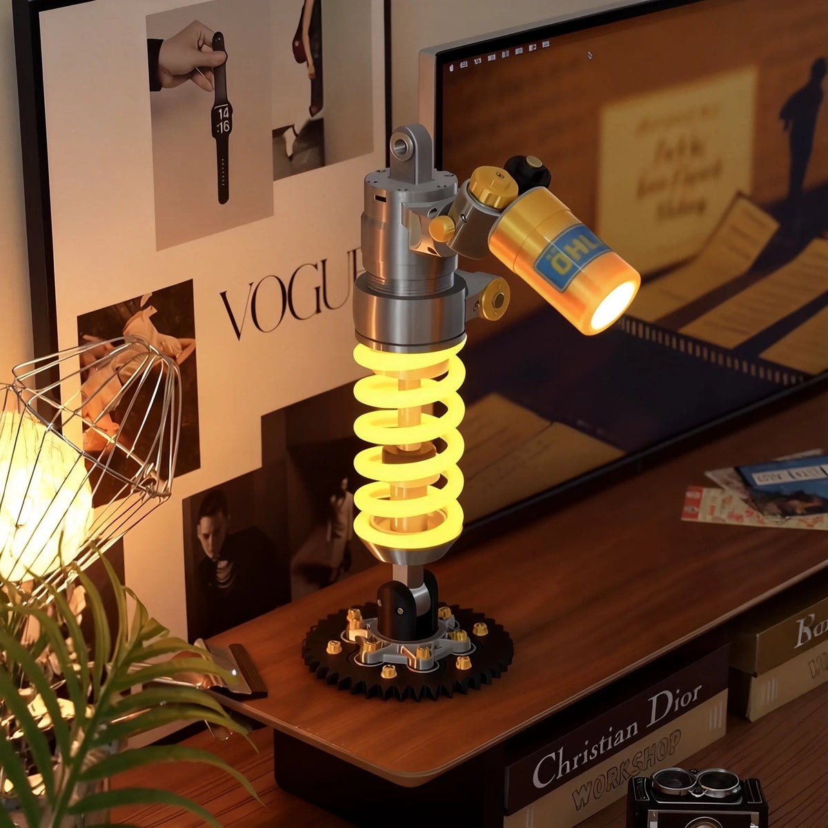 Suspension lamp styled on an elegant desk setup