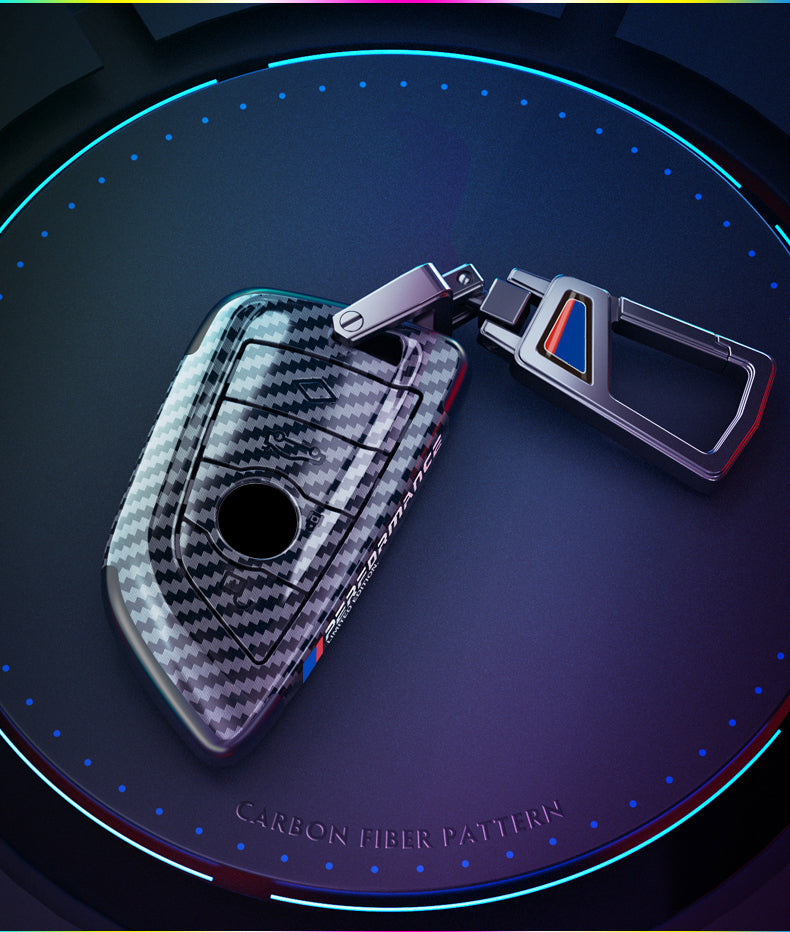 BMW carbon fiber key cover with metal keyring