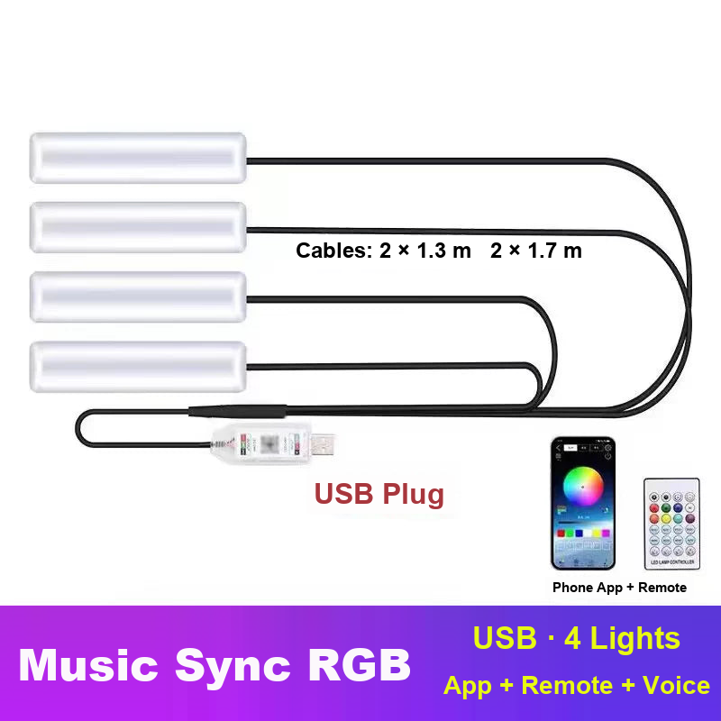 4-light USB kit with phone app, remote and voice control