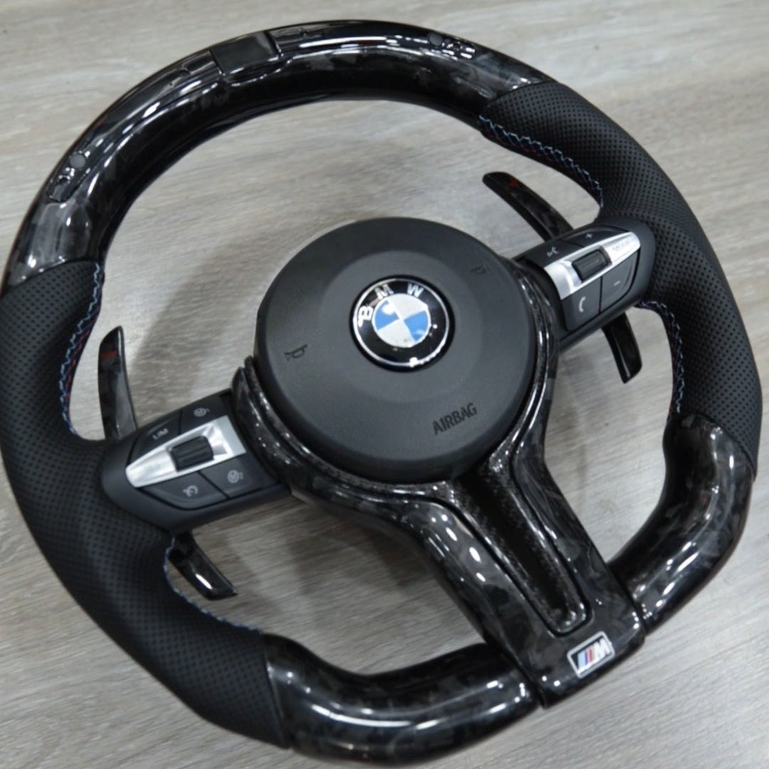 Forged carbon fiber LED steering wheel for BMW F series - front view