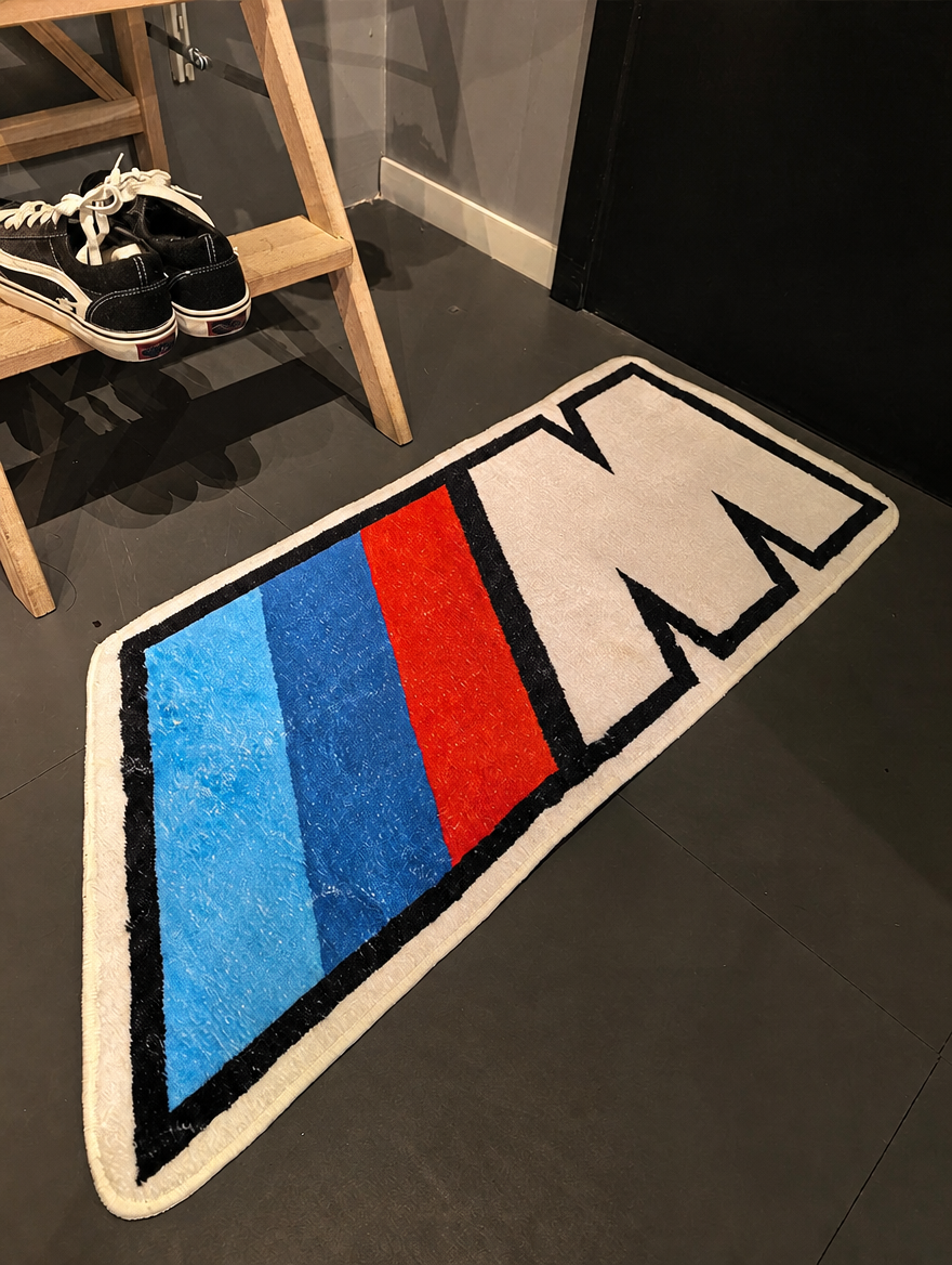 BMW M Stripe Shaped Area Rug - Plush Anti-Slip Floor Mat