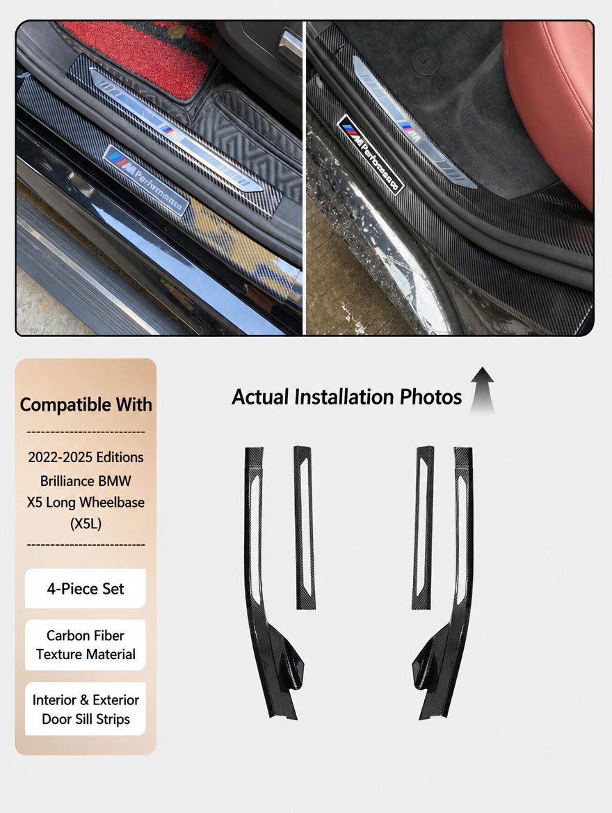 BMW Carbon Fiber Door Sill Strip - Welcome Pedal Protection Kit