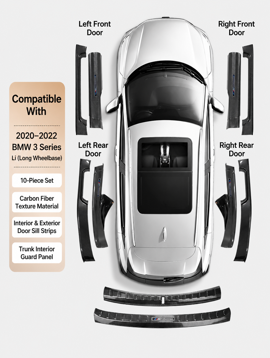 BMW Carbon Fiber Door Sill Strip - Welcome Pedal Protection Kit